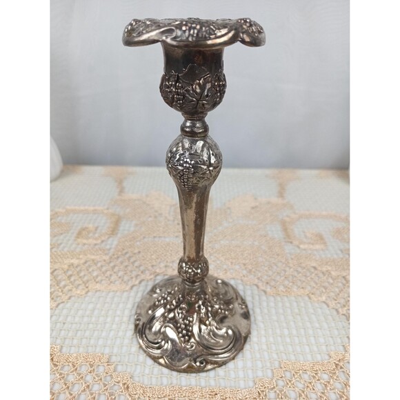 Godinger Silver Plated Candlestick Holder Candelabra Grape And Leaves Motif - Picture 9 of 9